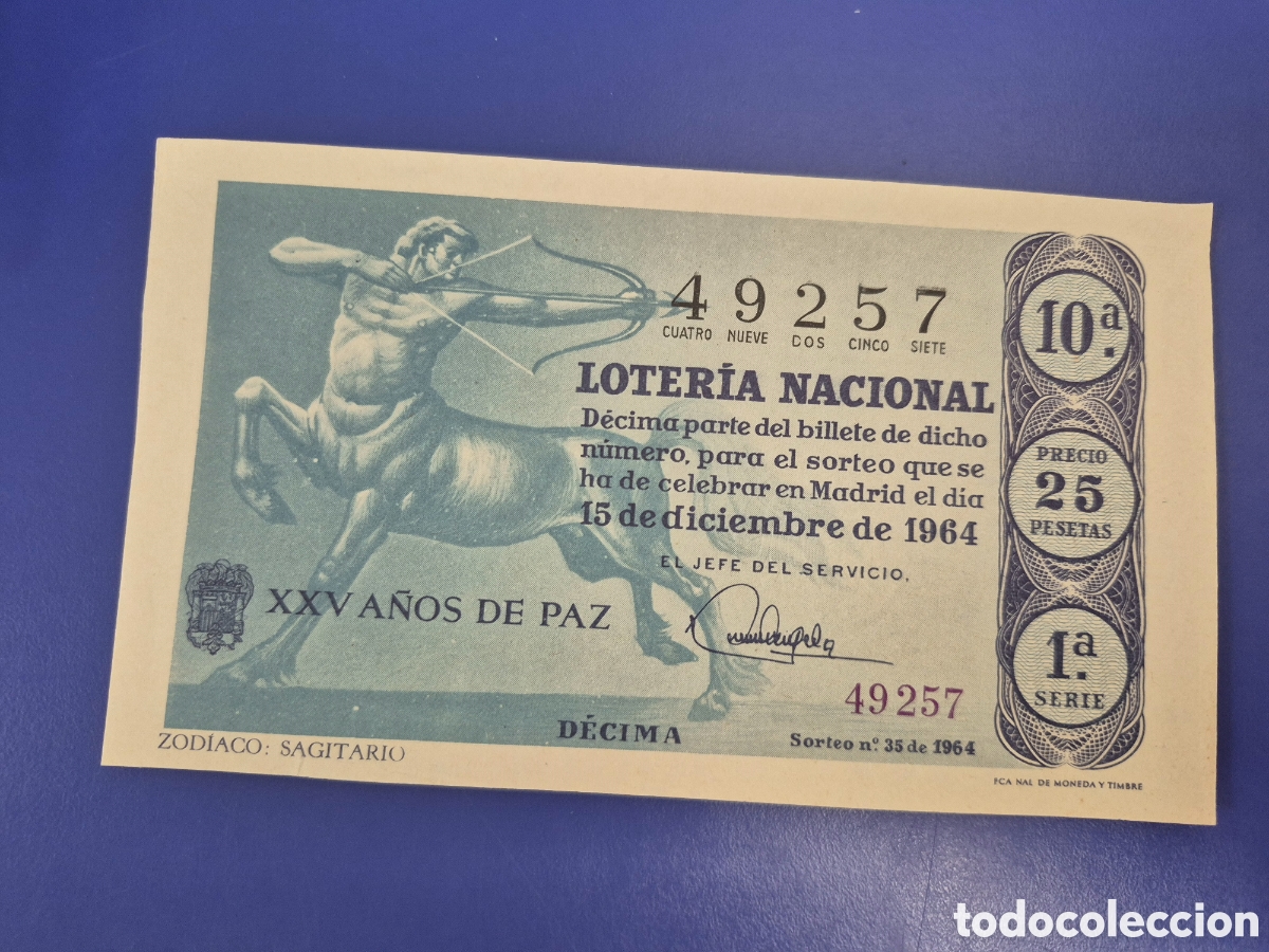 Loter&iacute;a Nacional: LOTERIA NACIONAL SORTEO 35 DE 1964 EN PERFECTO ESTADO SERIE 1