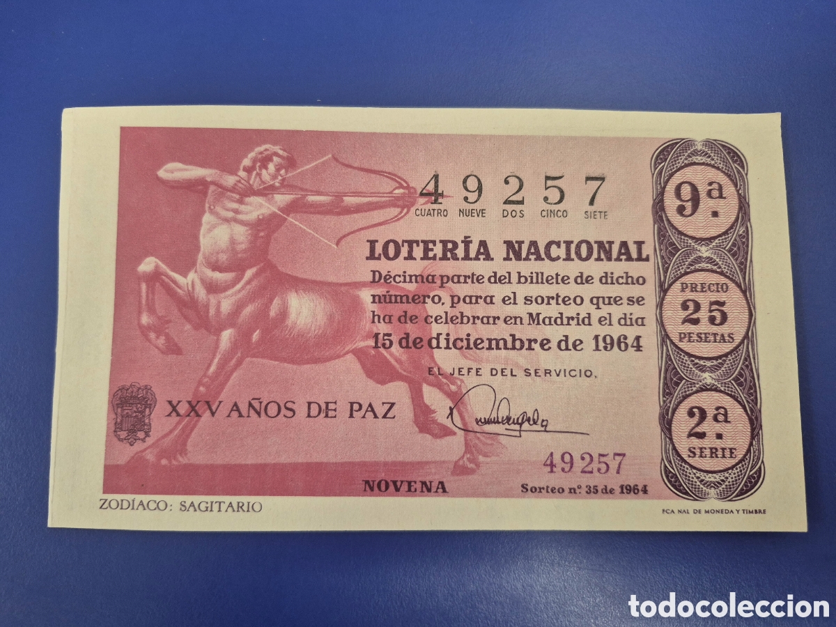 Loter&iacute;a Nacional: LOTERIA NACIONAL SORTEO 35 DE 1964 EN PERFECTO ESTADO SERIE 2