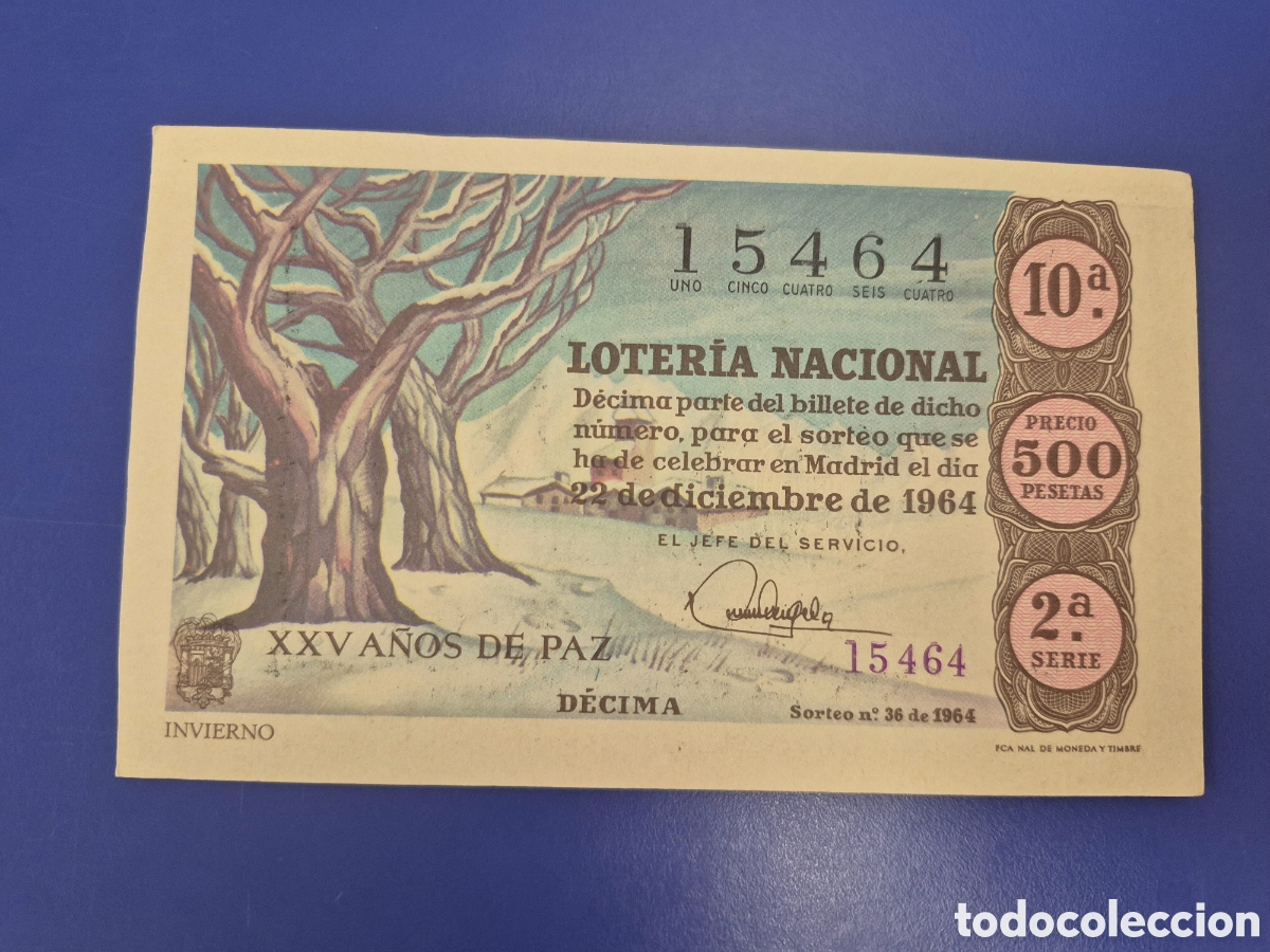 Loter&iacute;a Nacional: LOTERIA NACIONAL SORTEO 36 DE 1964 NAVIDAD EN PERFECTO ESTADO SERIE 2