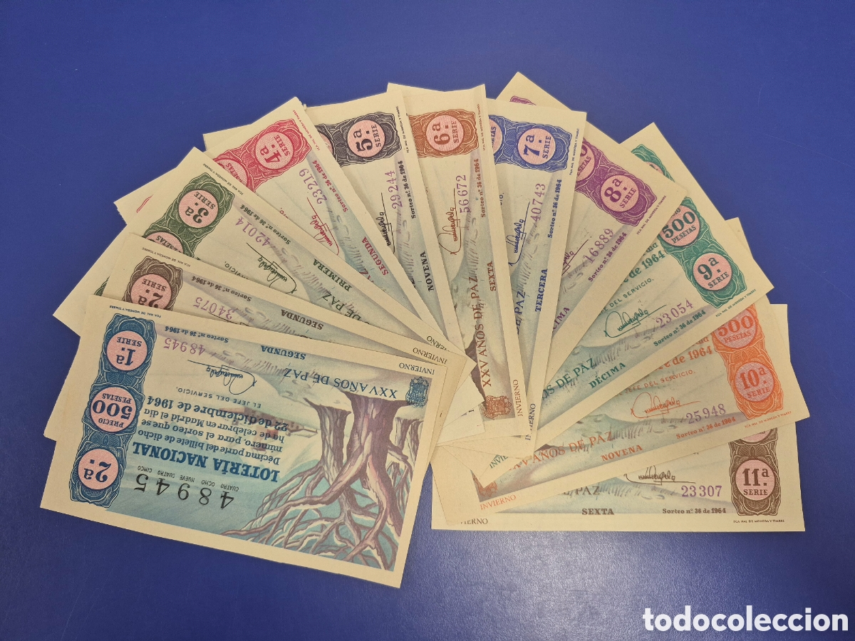 Loter&iacute;a Nacional: LOTERIA NACIONAL SORTEO 36 DE 1964 NAVIDAD EN PERFECTO ESTADO SERIE COMPLETA