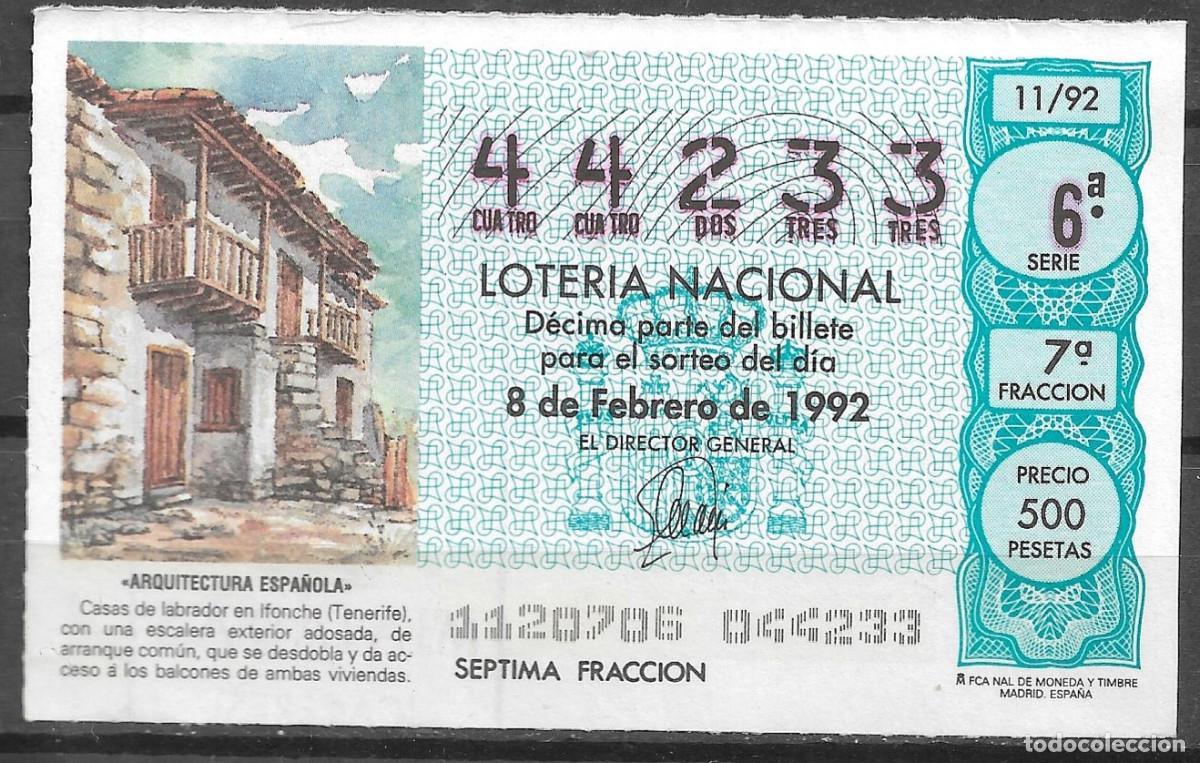 Loter&iacute;a Nacional: LOTERIA NACIONAL,08/02/1992.