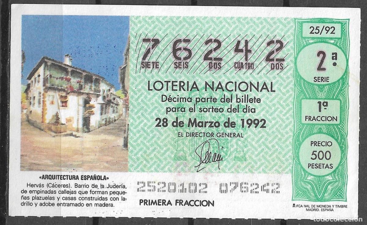 Loter&iacute;a Nacional: LOTERIA NACIONAL,28/03/1992.