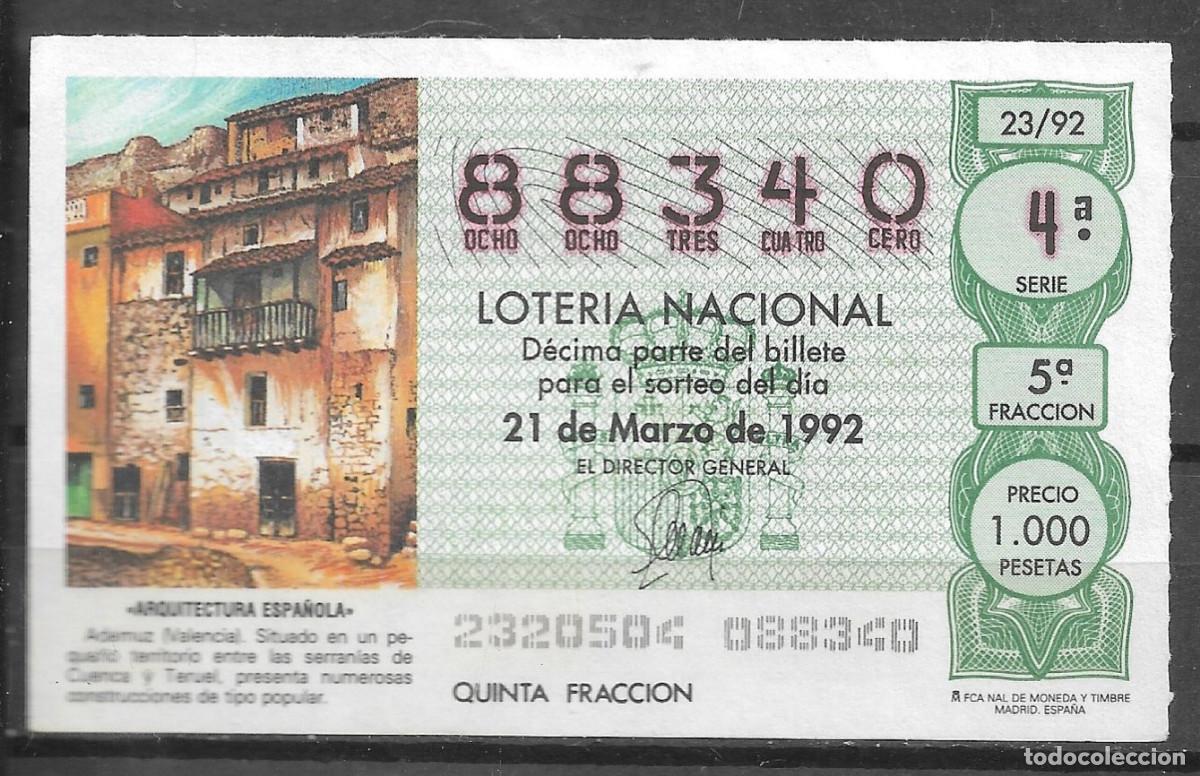 Loter&iacute;a Nacional: LOTERIA NACIONAL,21/03/1992.
