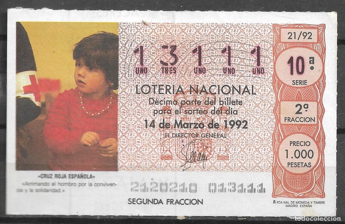 Loter&iacute;a Nacional: LOTERIA NACIONAL,14/03/1992.