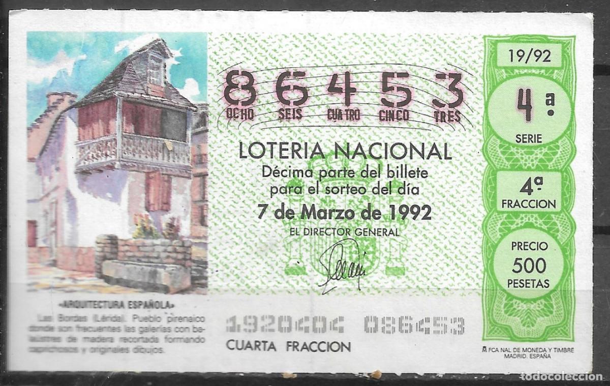 Loter&iacute;a Nacional: LOTERIA NACIONAL,07/03/1992.
