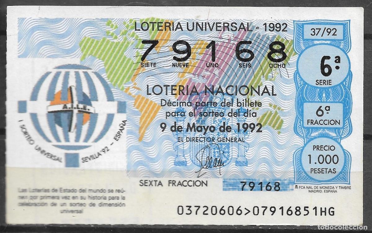 Loter&iacute;a Nacional: LOTERIA NACIONAL,09/05/1992.