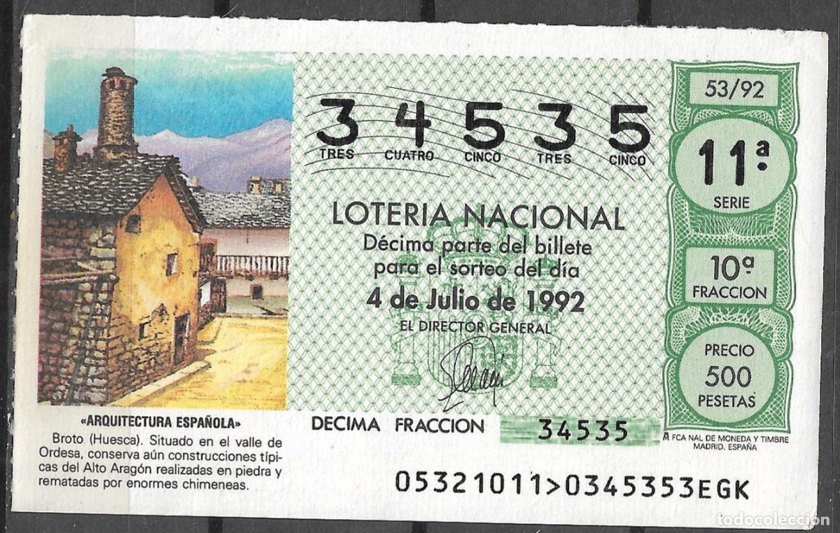 Loter&iacute;a Nacional: LOTERIA NACIONAL,04/07/1992.