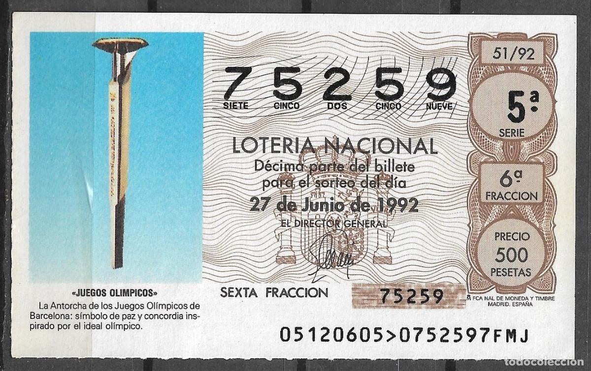 Loter&iacute;a Nacional: LOTERIA NACIONAL,27/06/1992.