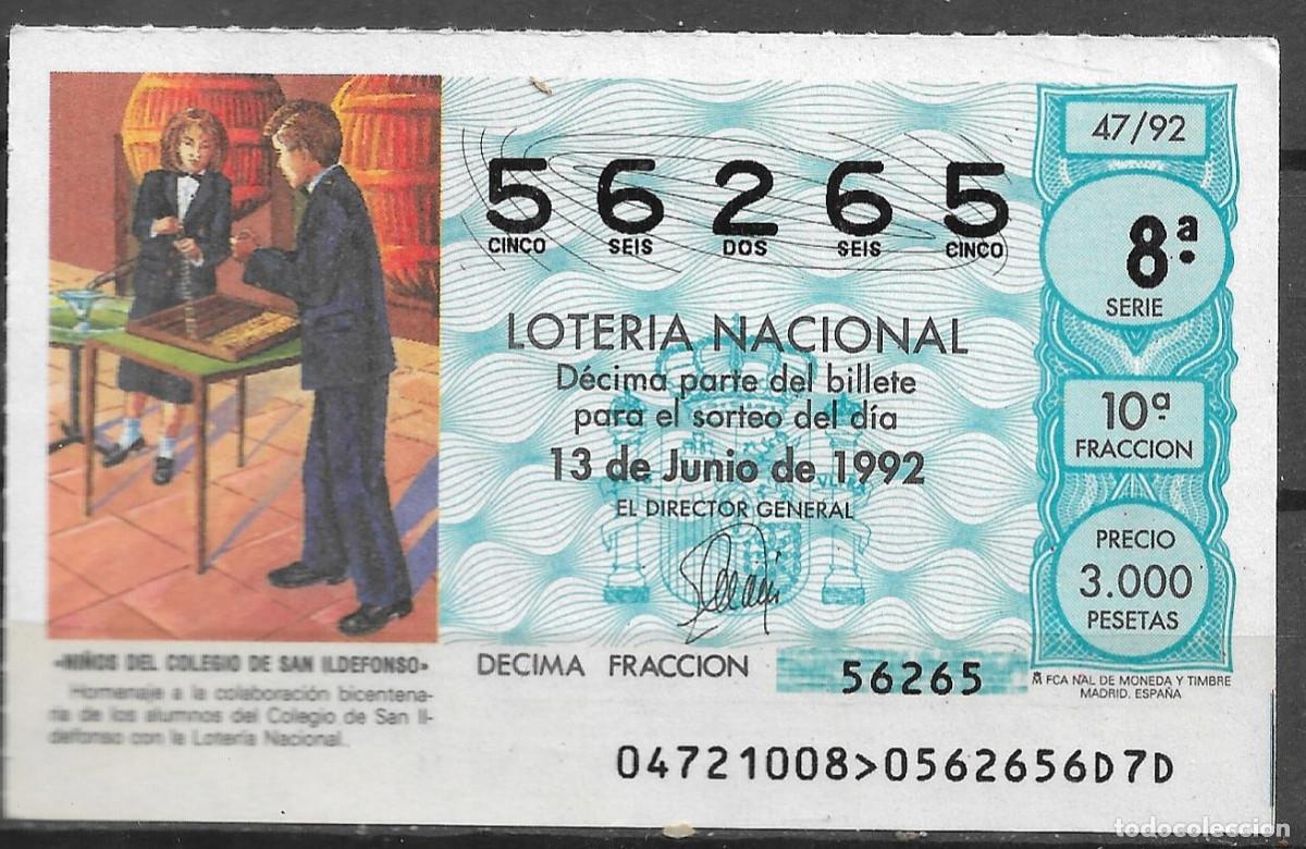 Loter&iacute;a Nacional: LOTERIA NACIONAL,13/06/1992.