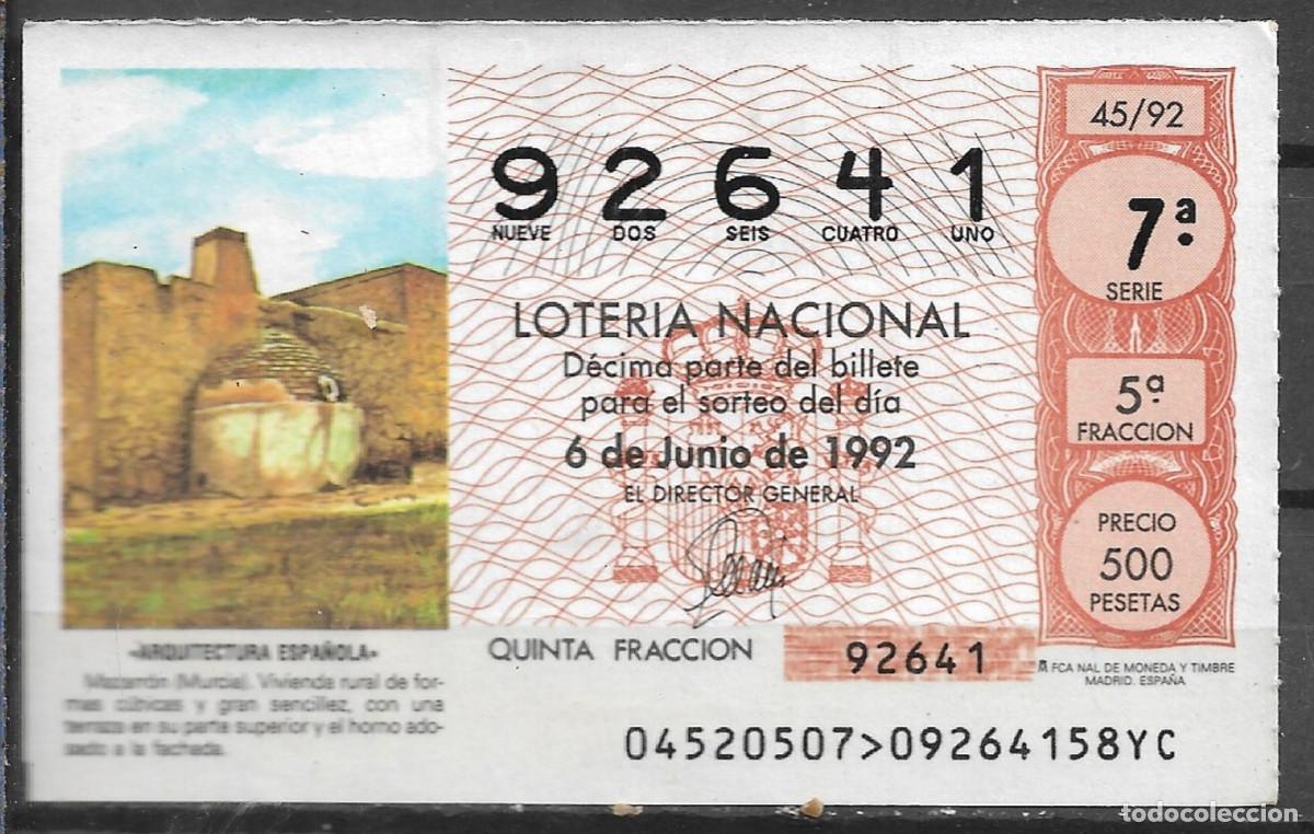 Loter&iacute;a Nacional: LOTERIA NACIONAL,06/06/1992.