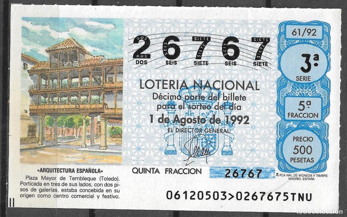 Loter&iacute;a Nacional: LOTERIA NACIONAL,01/08/1992.