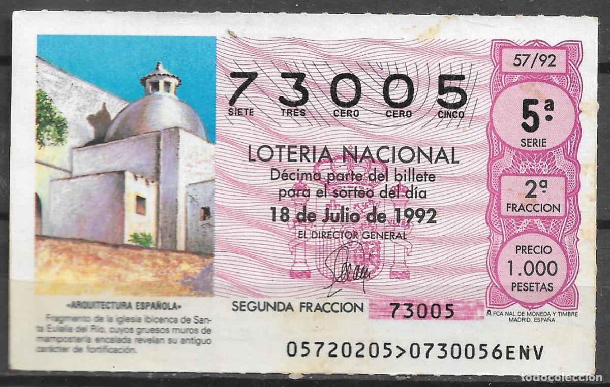Loter&iacute;a Nacional: LOTERIA NACIONAL,18/07/1992.