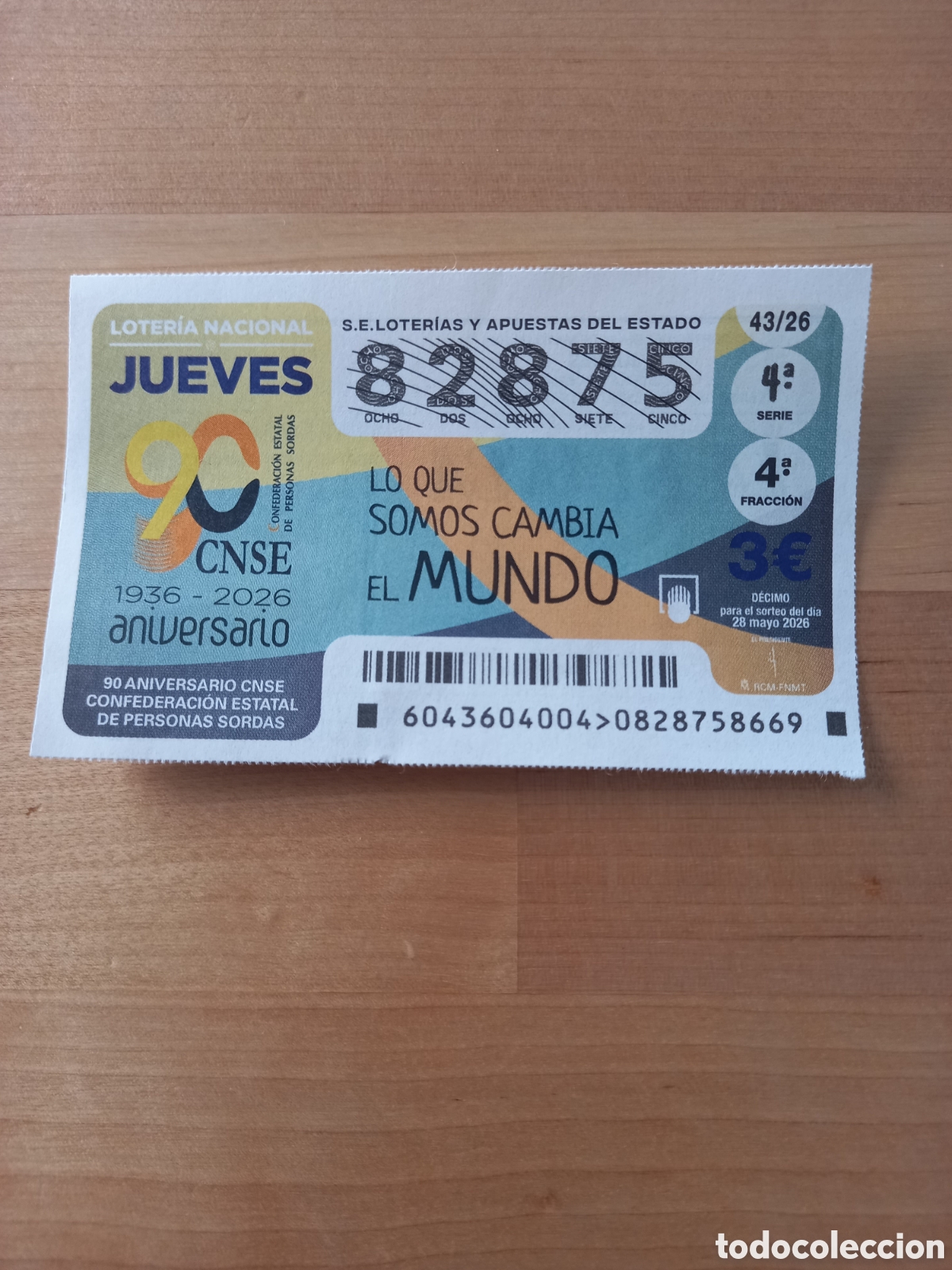 Loter&iacute;a Nacional: LOTER&Iacute;A 28 MAYO 2026 - 90 ANIVERSARIO CNSE CONFEDERACI&Oacute;N ESTATAL DE PERSONAS SORDAS