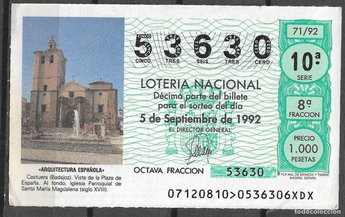 Loter&iacute;a Nacional: LOTERIA NACIONAL,05/09/1992.