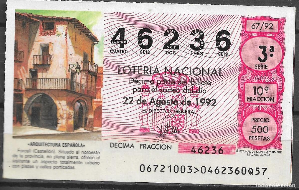 Loter&iacute;a Nacional: LOTERIA NACIONAL,22/08/1992.