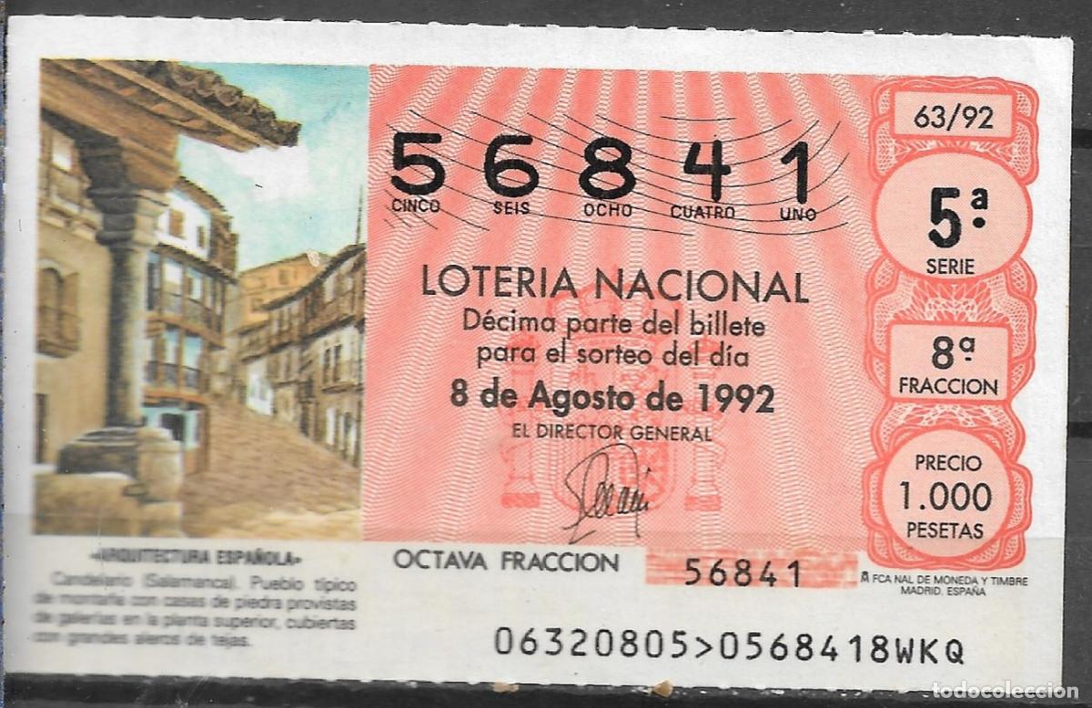 Loter&iacute;a Nacional: LOTERIA NACIONAL,08/08/1992.