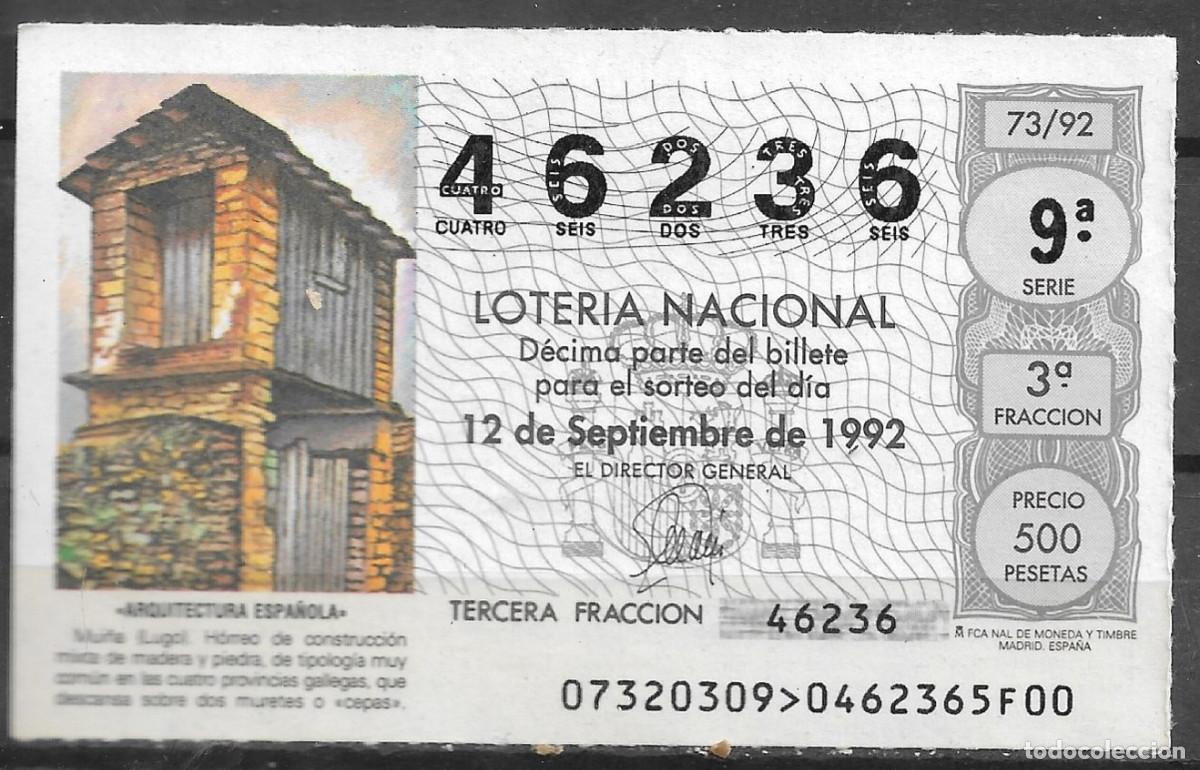 Loter&iacute;a Nacional: LOTERIA NACIONAL,12/09/1992.