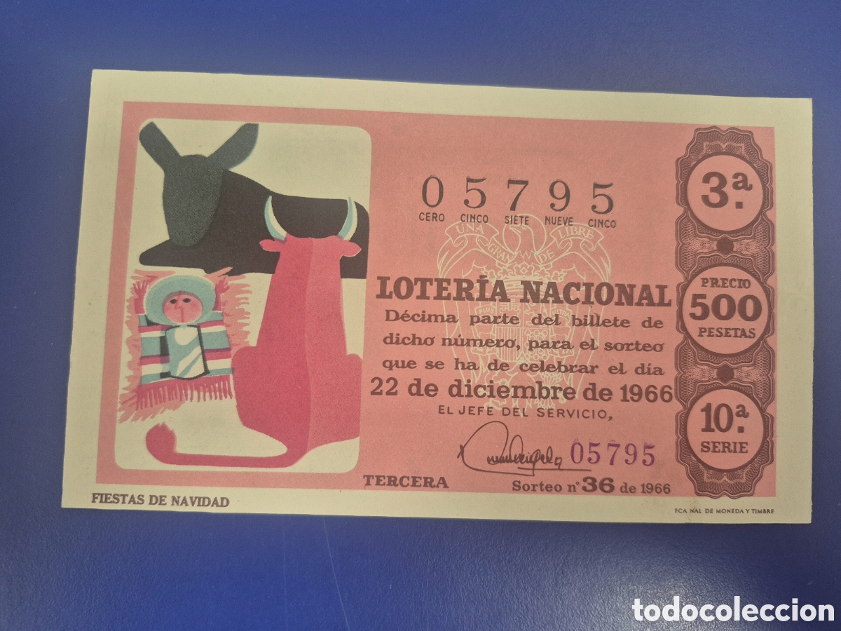 Loter&iacute;a Nacional: LOTERIA NACIONAL SORTEO 36 de 1966 NAVIDAD PERFECTO ESTADO SERIE 10