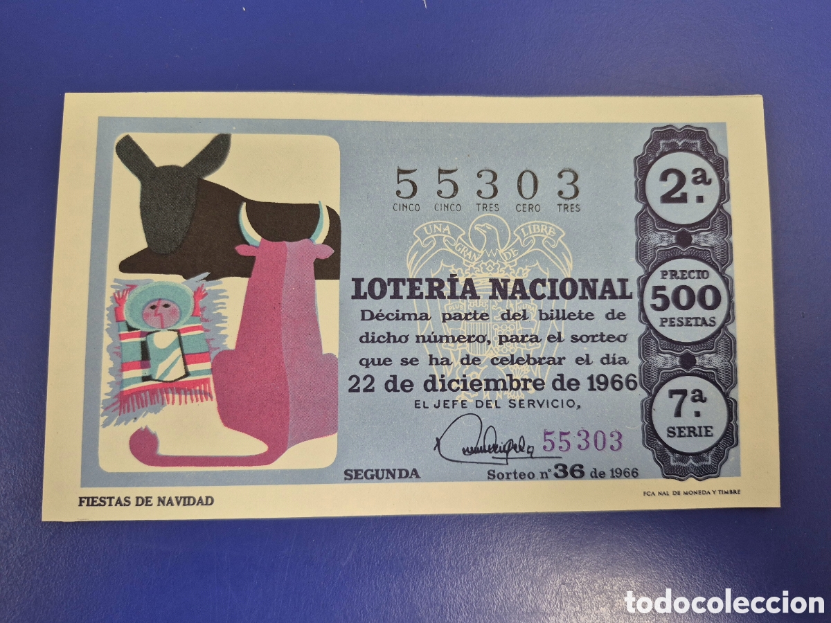 Loter&iacute;a Nacional: LOTERIA NACIONAL SORTEO 36 de 1966 NAVIDAD PERFECTO ESTADO SERIE 7
