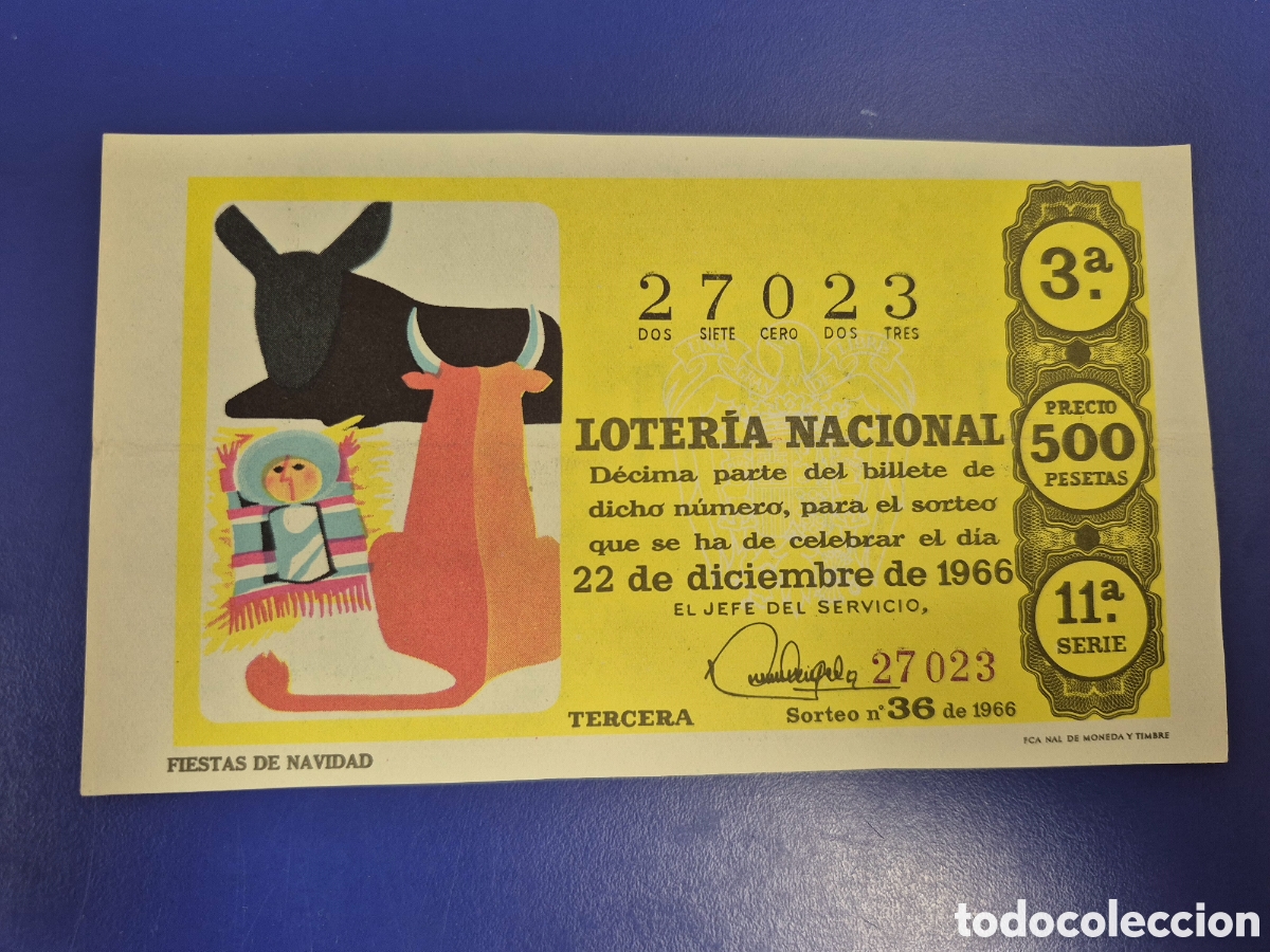 Loter&iacute;a Nacional: LOTERIA NACIONAL SORTEO 36 de 1966 NAVIDAD PERFECTO ESTADO SERIE 11