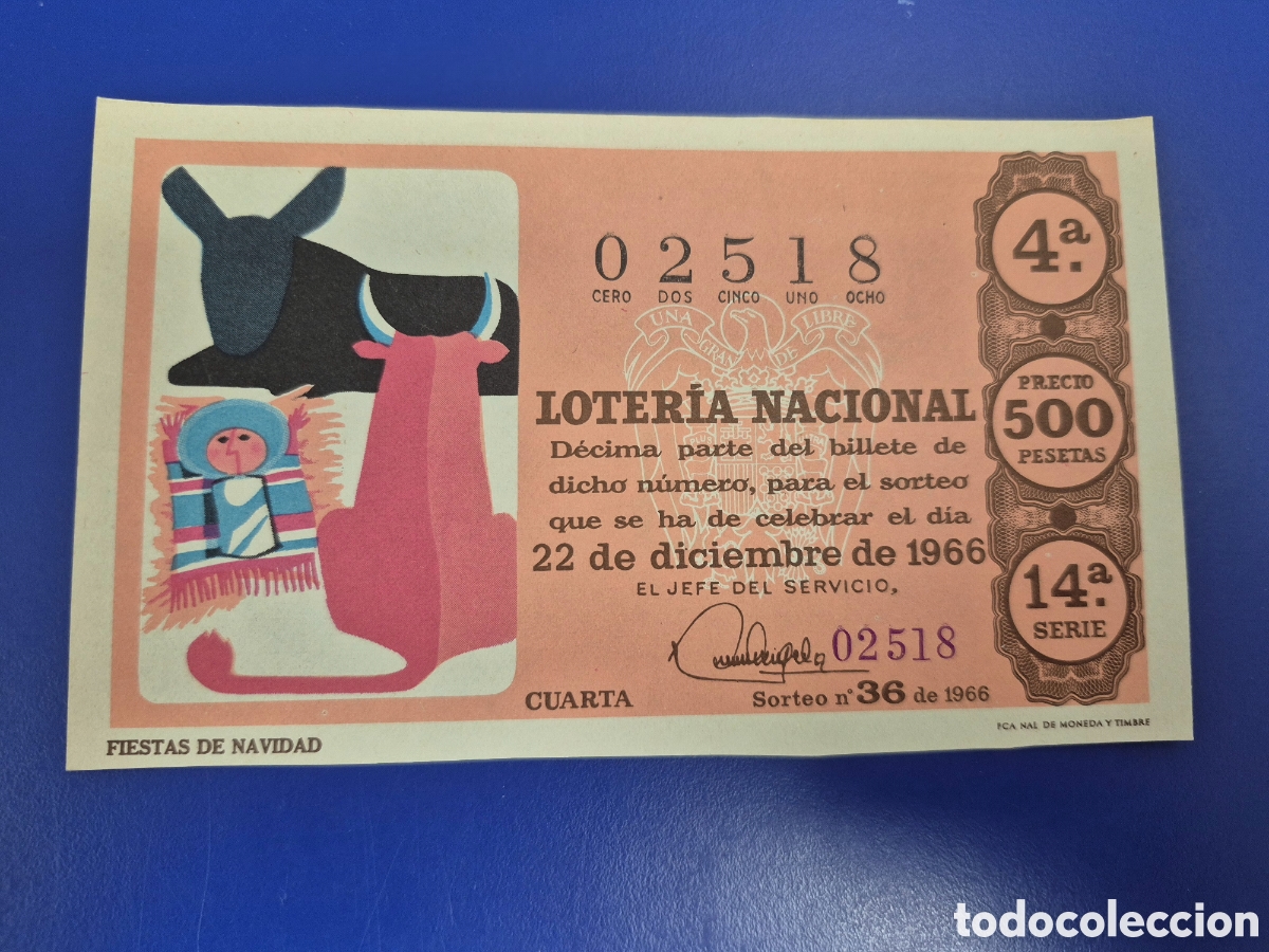 Loter&iacute;a Nacional: LOTERIA NACIONAL SORTEO 36 de 1966 NAVIDAD PERFECTO ESTADO SERIE 14