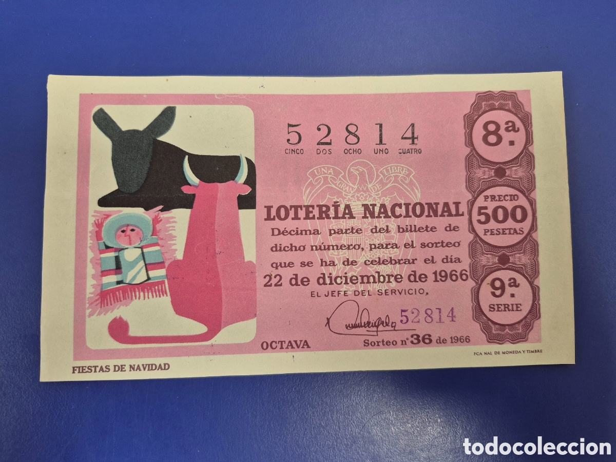 Loter&iacute;a Nacional: LOTERIA NACIONAL SORTEO 36 de 1966 NAVIDAD PERFECTO ESTADO SERIE 9