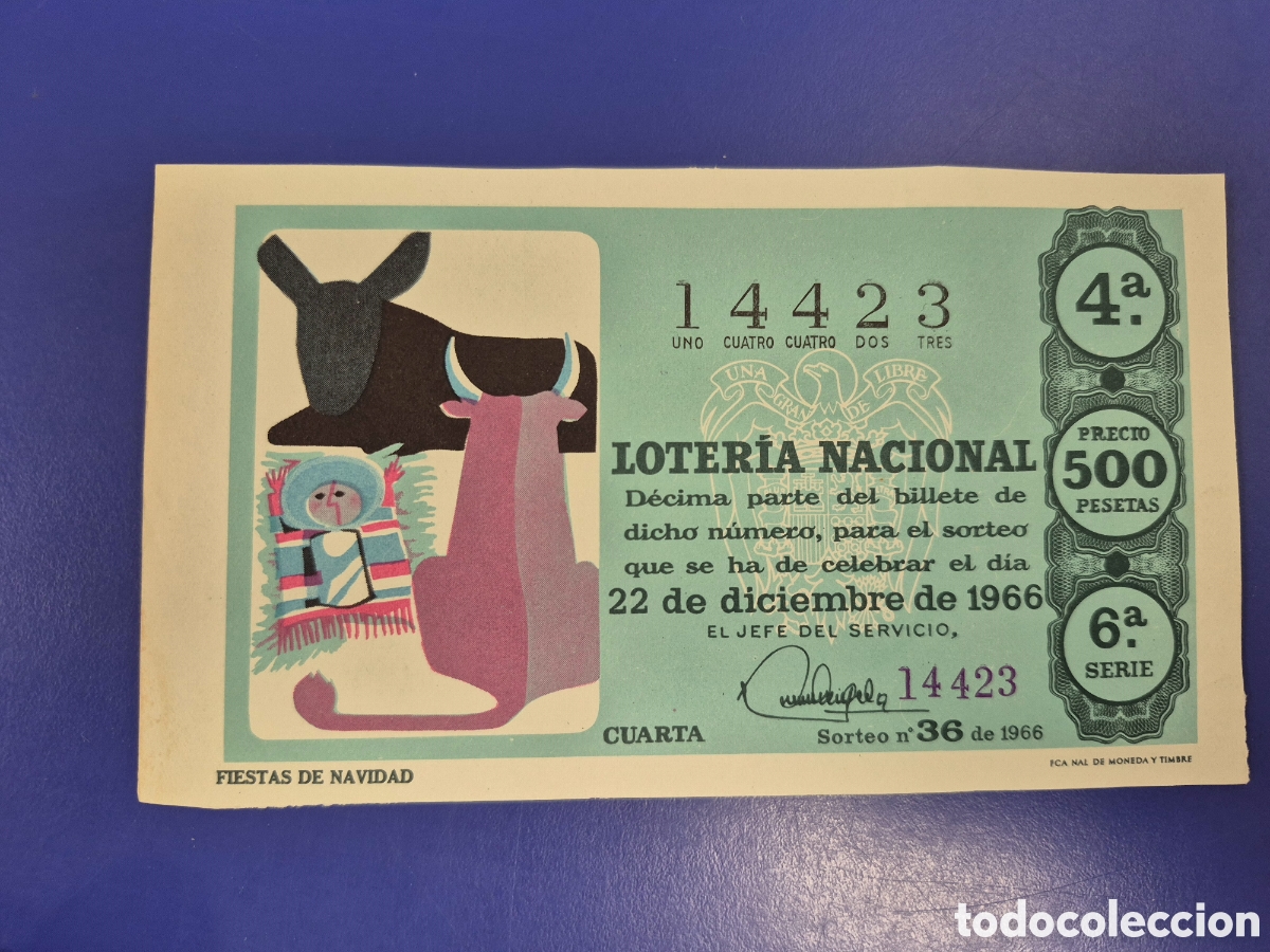 Loter&iacute;a Nacional: LOTERIA NACIONAL SORTEO 36 de 1966 NAVIDAD PERFECTO ESTADO SERIE 6