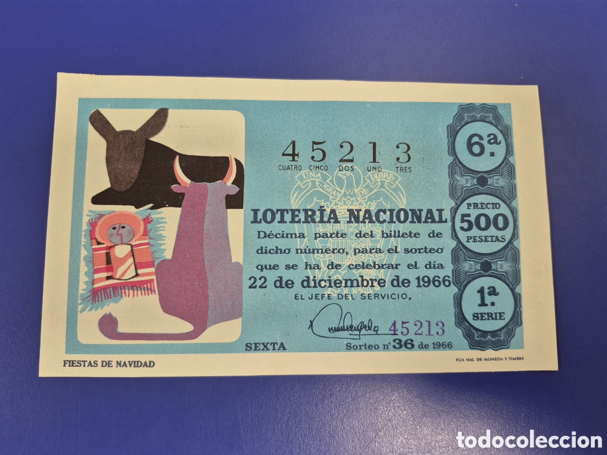 Loter&iacute;a Nacional: LOTERIA NACIONAL SORTEO 36 de 1966 NAVIDAD PERFECTO ESTADO SERIE 1