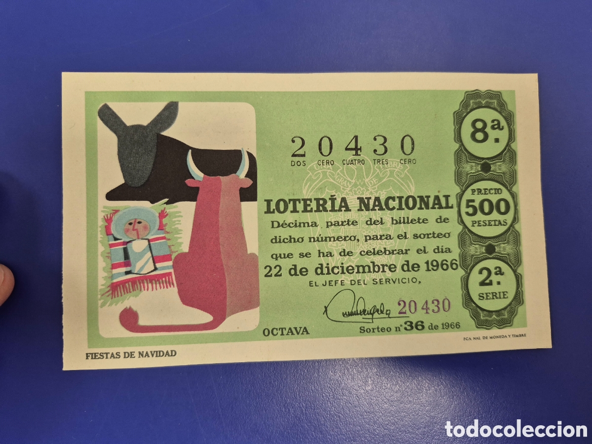 Loter&iacute;a Nacional: LOTERIA NACIONAL SORTEO 36 de 1966 NAVIDAD PERFECTO ESTADO SERIE 2