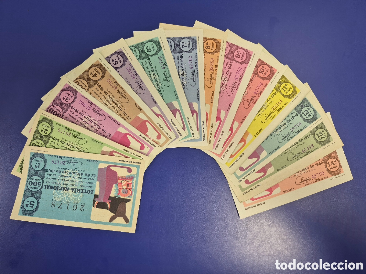 Loter&iacute;a Nacional: LOTERIA NACIONAL SORTEO 36 de 1966 NAVIDAD PERFECTO ESTADO SERIE COMPLETA