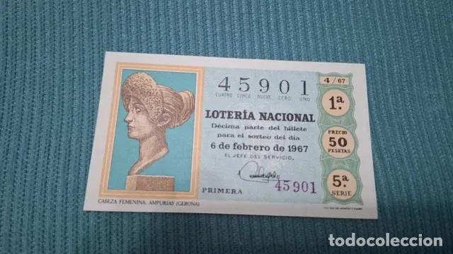 Loter&iacute;a Nacional: Dos billetes de loter&iacute;a del a&ntilde;o 1967