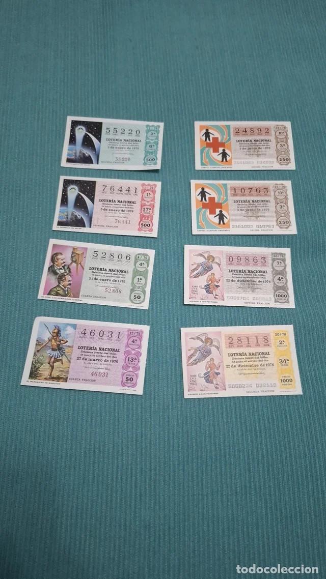 Loter&iacute;a Nacional: Ocho billetes de loter&iacute;a del a&ntilde;o 1976