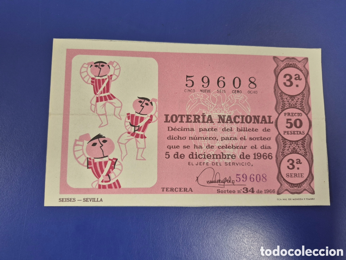 National Spanish Lottery: LOTERIA NACIONAL SORTEO 34 de 1966 NAVIDAD SERIE 3