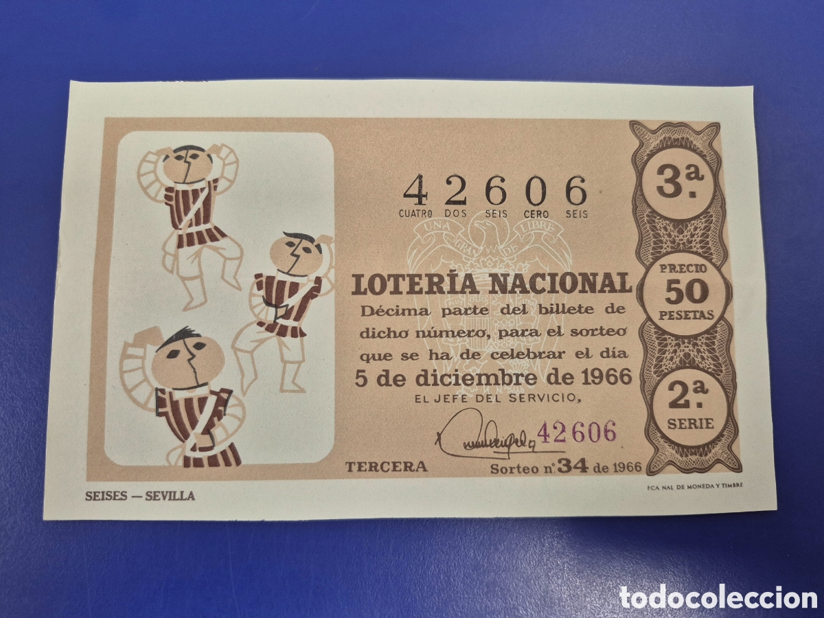 Loter&iacute;a Nacional: LOTERIA NACIONAL SORTEO 34 de 1966 NAVIDAD PERFECTO ESTADO SERIE 2