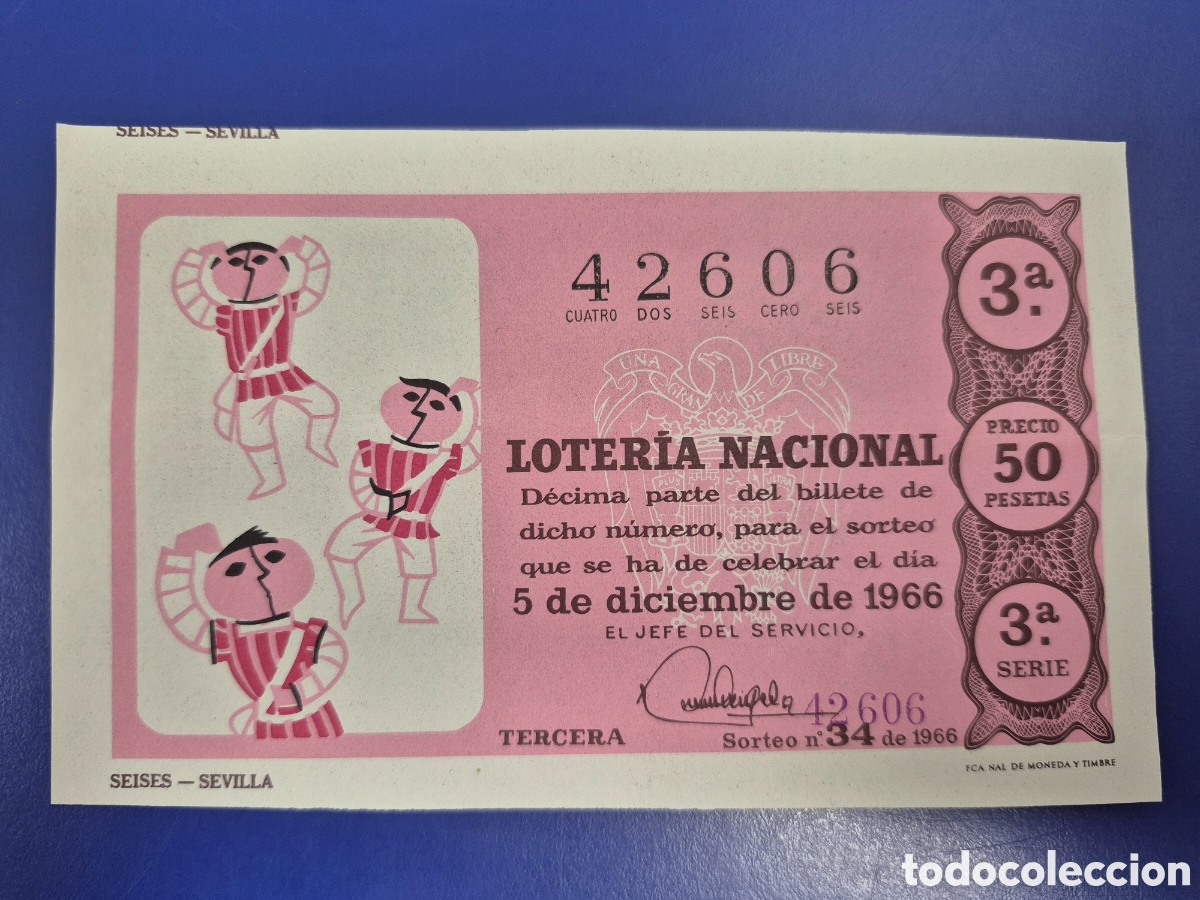 Loter&iacute;a Nacional: LOTERIA NACIONAL SORTEO 34 de 1966 NAVIDAD PERFECTO ESTADO SERIE 3