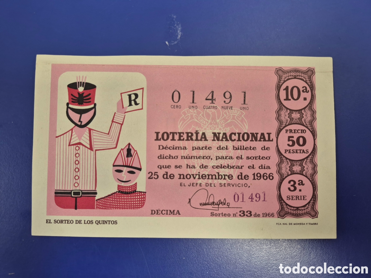 Loter&iacute;a Nacional: LOTERIA NACIONAL SORTEO 33 DE1966 NAVIDAD PERFECTO ESTADO SERIE 3