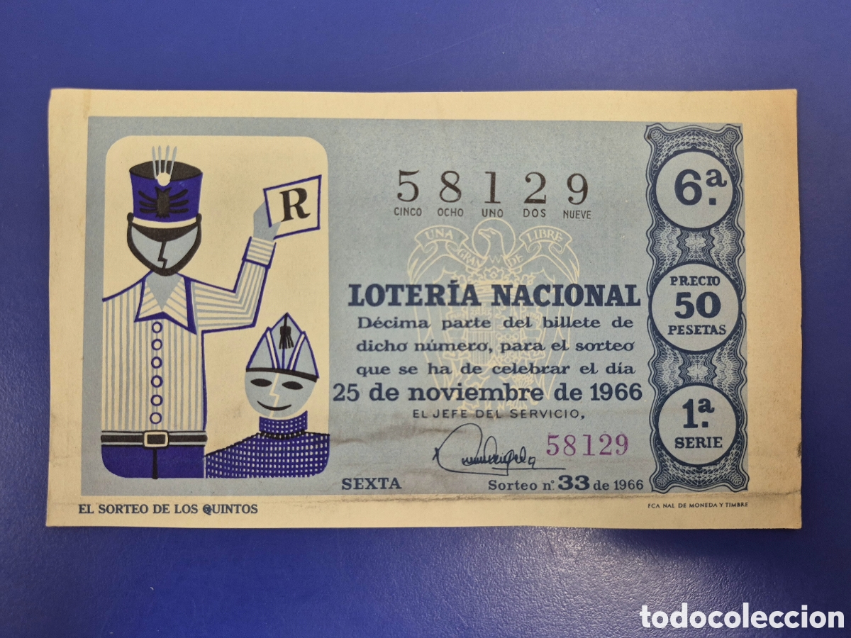 Loter&iacute;a Nacional: LOTERIA NACIONAL SORTEO 33 DE 1966 NAVIDAD SERIE 5