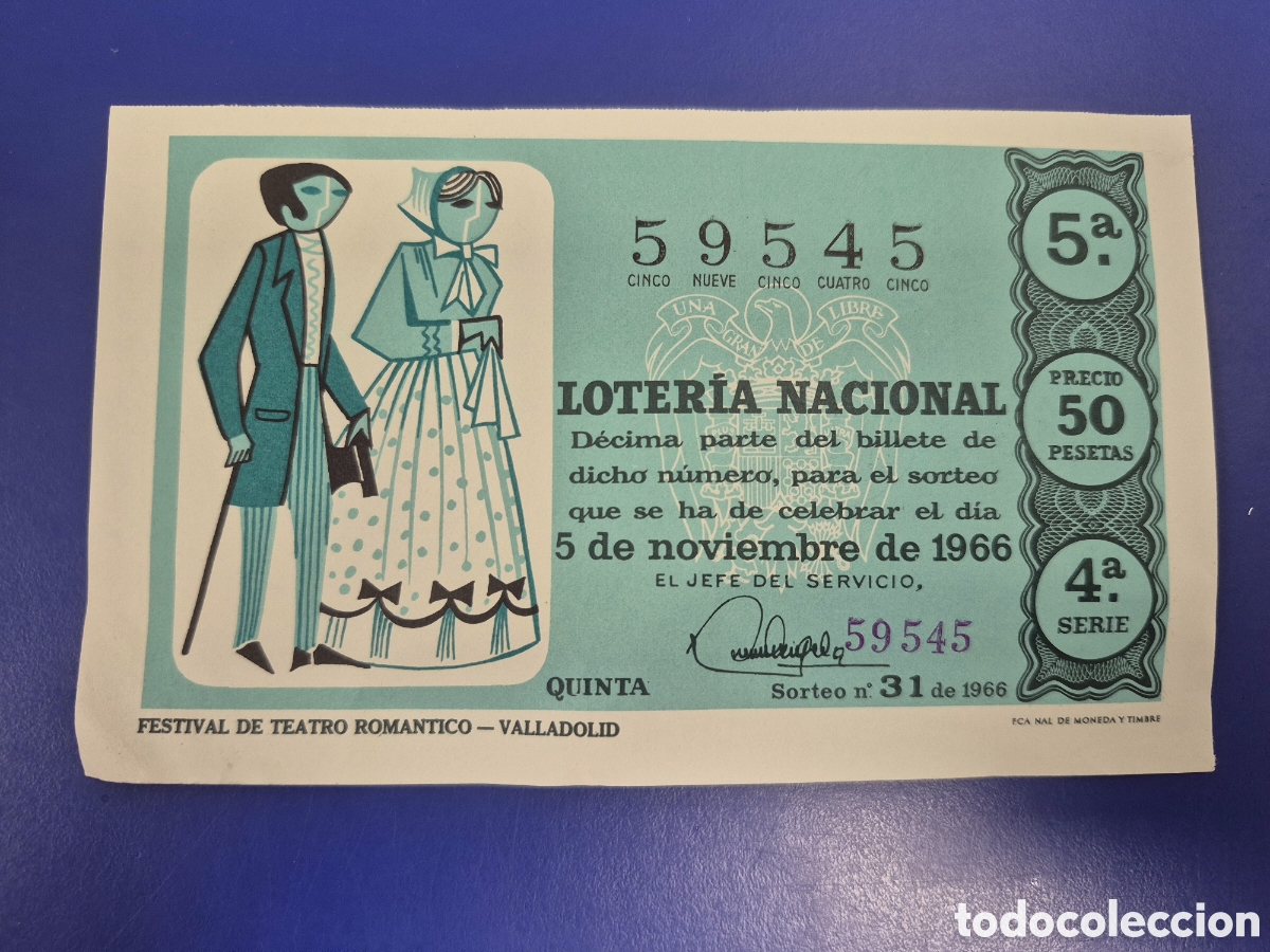 Loter&iacute;a Nacional: LOTERIA NACIONAL SORTEO 31 DE1966 NAVIDAD PERFECTO ESTADO SERIE 4