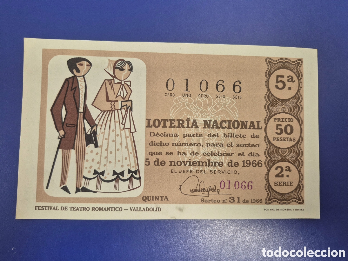 Loter&iacute;a Nacional: LOTERIA NACIONAL SORTEO 31 DE1966 NAVIDAD PERFECTO ESTADO SERIE 2