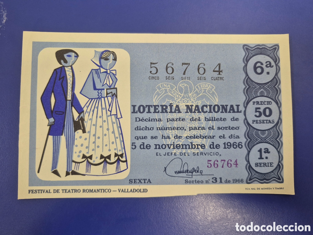 Loter&iacute;a Nacional: LOTERIA NACIONAL SORTEO 31 DE1966 NAVIDAD PERFECTO ESTADO SERIE 1