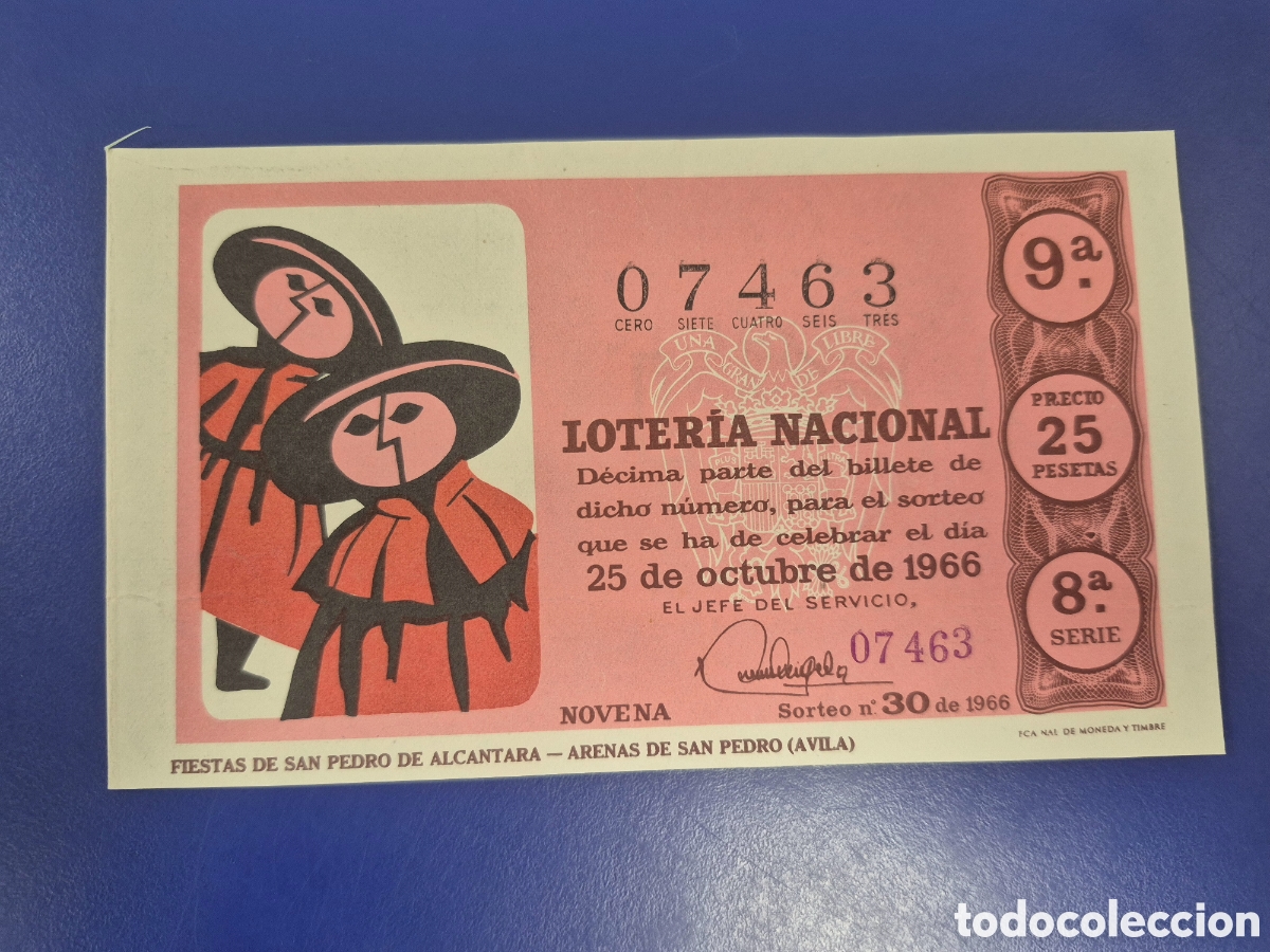 Loter&iacute;a Nacional: LOTERIA NACIONAL SORTEO 30 DE 1964 EN PERFECTO ESTADO SERIE 8
