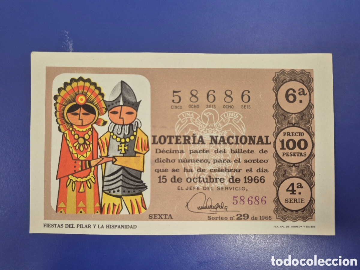 Loter&iacute;a Nacional: LOTERIA NACIONAL SORTEO 29 DE 1964 EN PERFECTO ESTADO SERIE 4