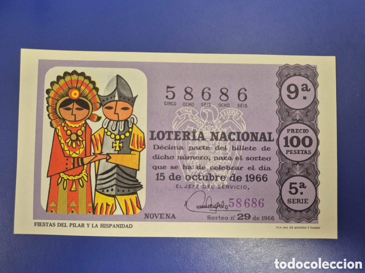Loter&iacute;a Nacional: LOTERIA NACIONAL SORTEO 29 DE 1964 EN PERFECTO ESTADO SERIE 5