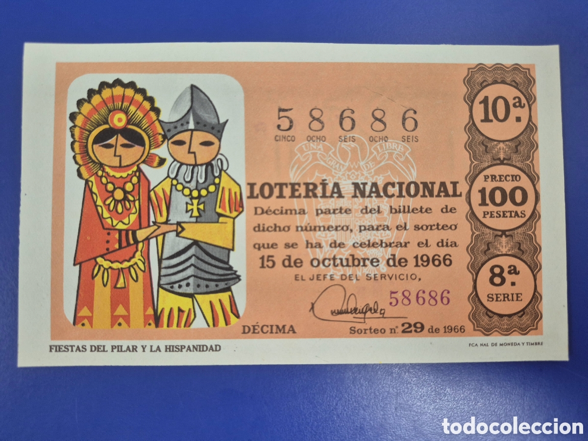 Loter&iacute;a Nacional: LOTERIA NACIONAL SORTEO 29 DE 1964 EN PERFECTO ESTADO SERIE 8