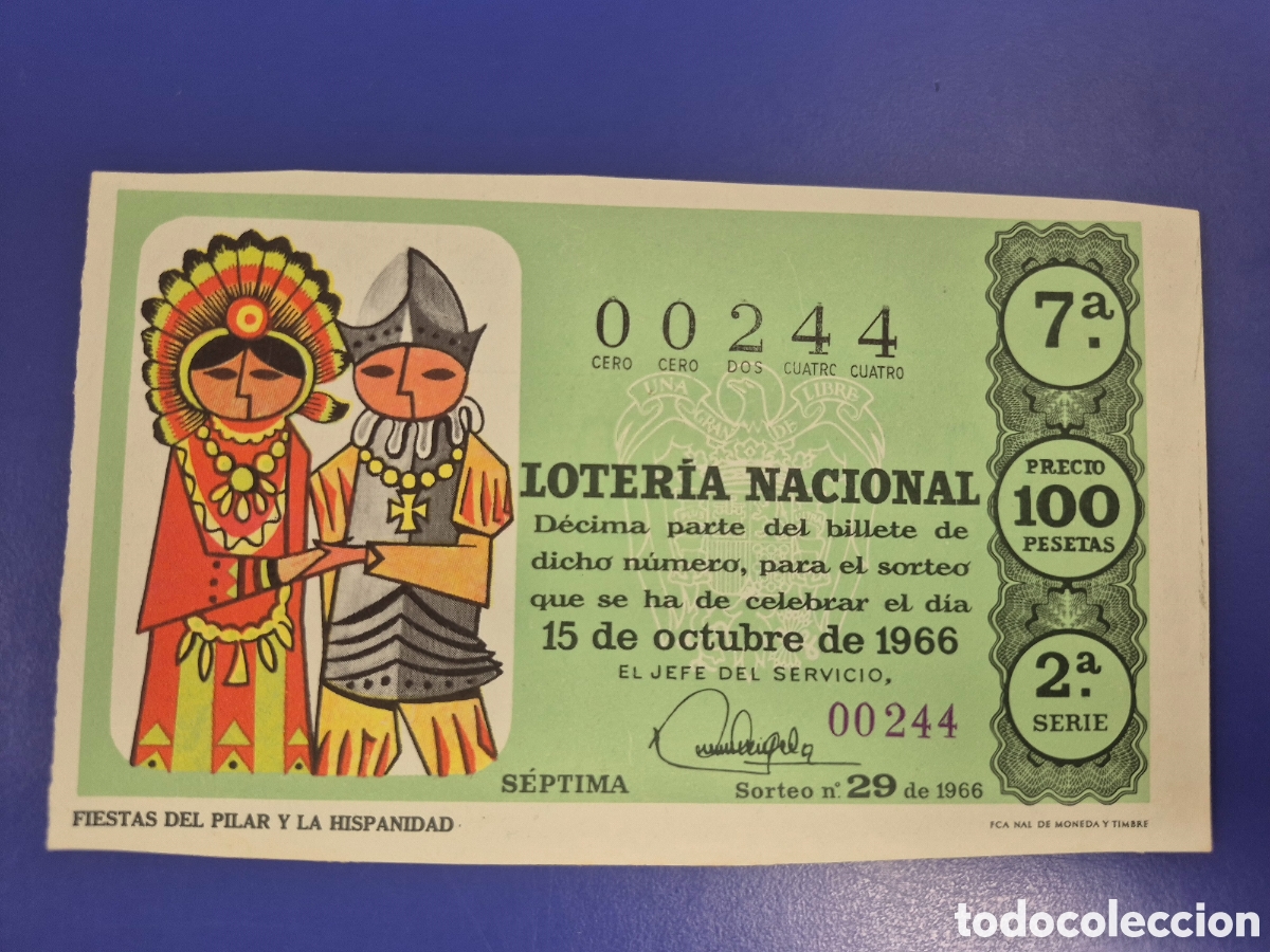 Loter&iacute;a Nacional: LOTERIA NACIONAL SORTEO 29 DE 1964 EN PERFECTO ESTADO SERIE 2