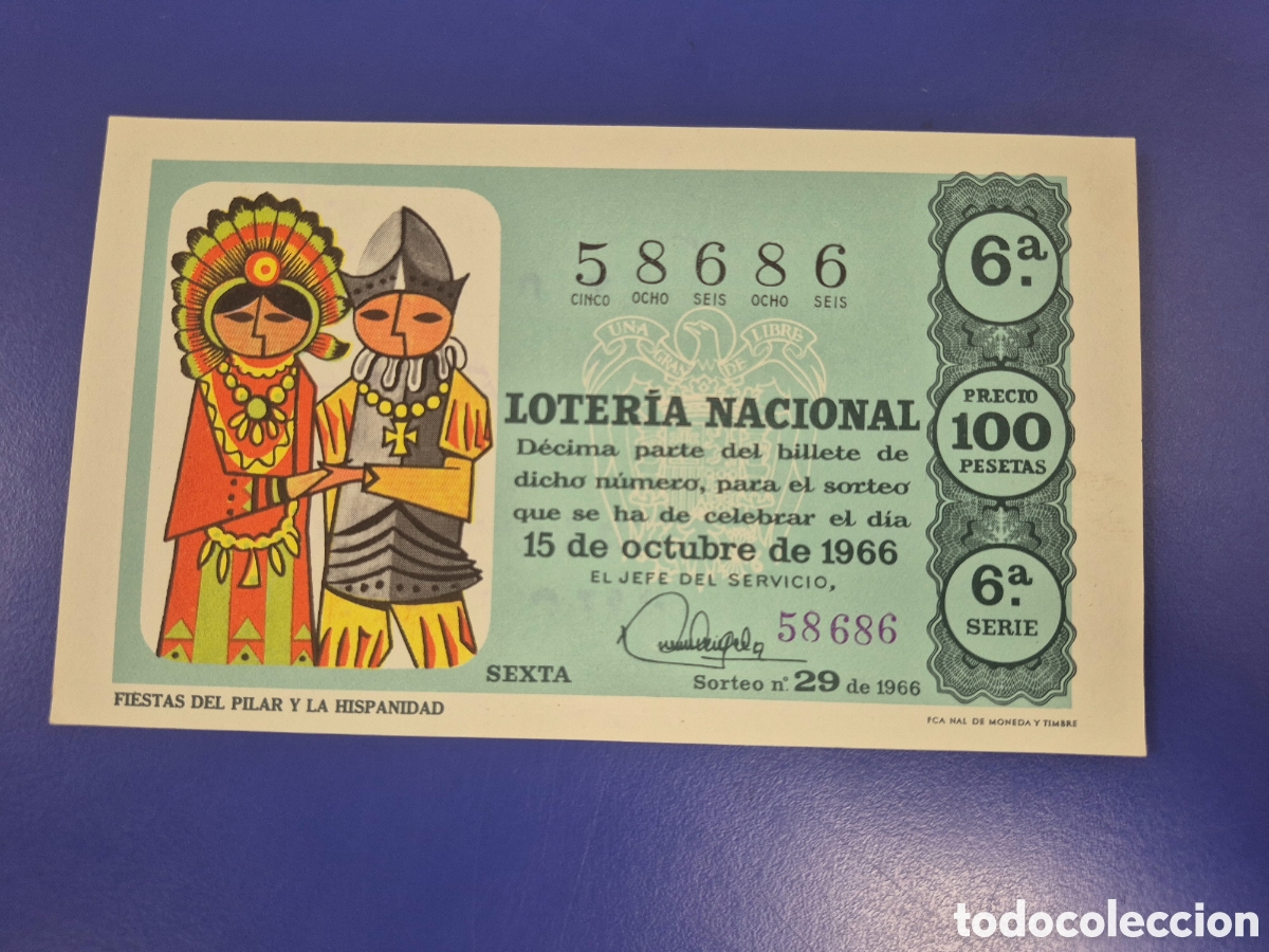 Loter&iacute;a Nacional: LOTERIA NACIONAL SORTEO 29 DE 1964 EN PERFECTO ESTADO SERIE 6