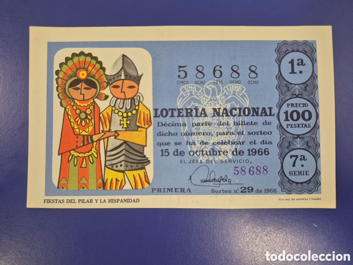 Loter&iacute;a Nacional: LOTERIA NACIONAL SORTEO 29 DE 1964 EN PERFECTO ESTADO SERIE 7