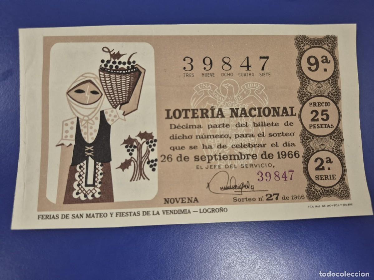 Loter&iacute;a Nacional: LOTERIA NACIONAL SORTEO 27 DE 1966 PERFECTO ESTADO SERIE 2