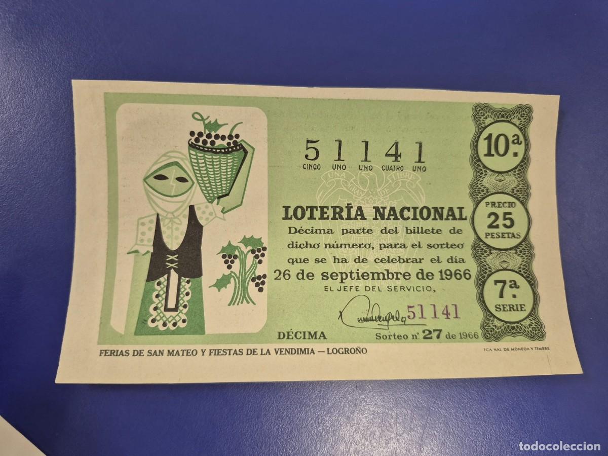 Loter&iacute;a Nacional: LOTERIA NACIONAL SORTEO 27 DE 1966 PERFECTO ESTADO SERIE 7
