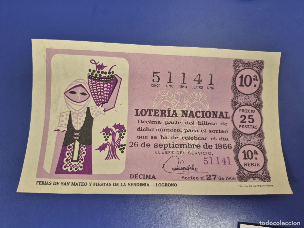Lotteria Nationale Spagnola: LOTERIA NACIONAL SORTEO 27 DE 1966 PERFECTO ESTADO SERIE 10